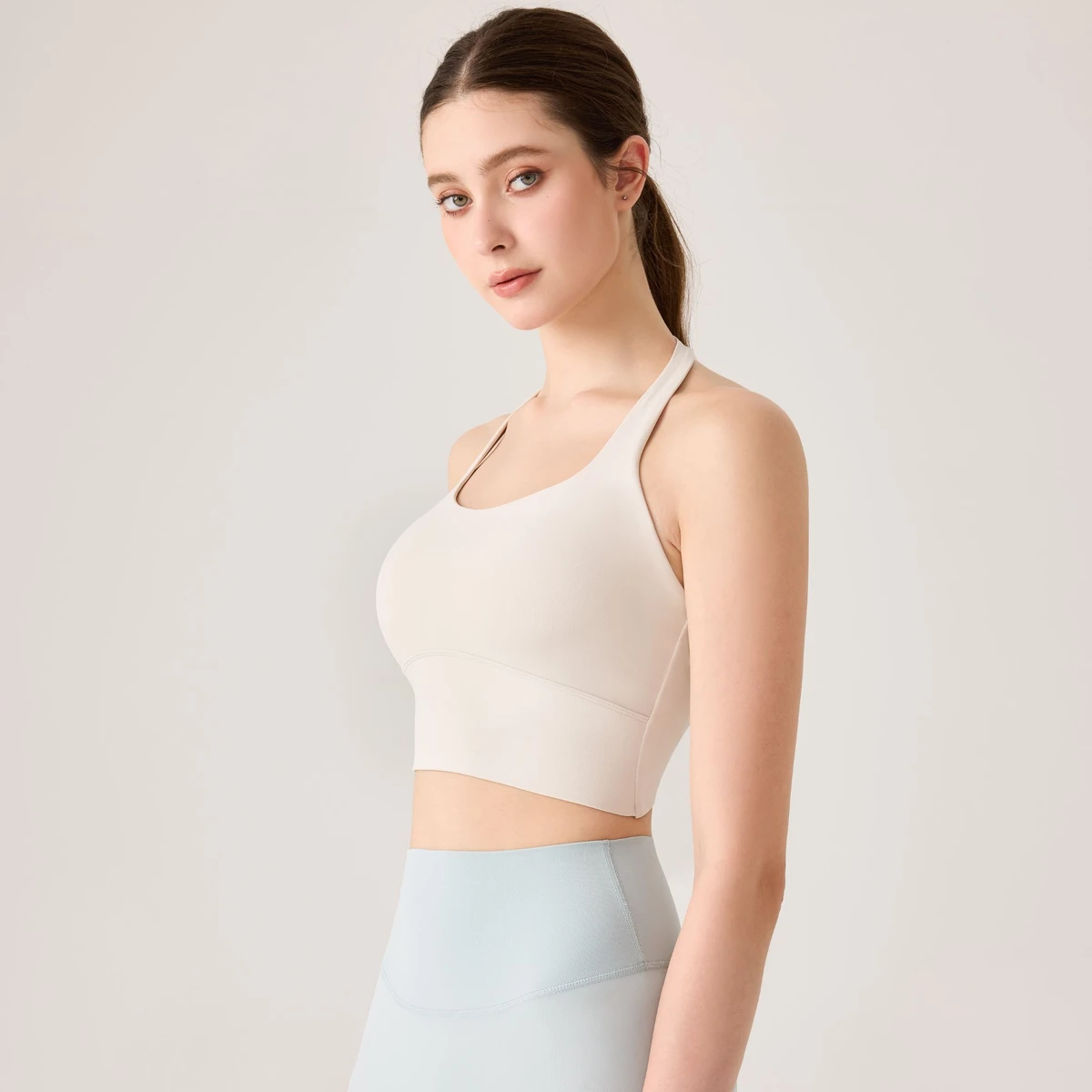 Women's High-Elastic Slim-Fitting Yoga Top Racerback Large Back Exposure Twisted Knot Design Spandex/Nylon Material Quick Dry