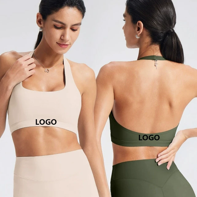 High Quality Pilates Halter Sports Bra Gym Fitness Backless Breathable High Support Women Active Wear Yoga Bra