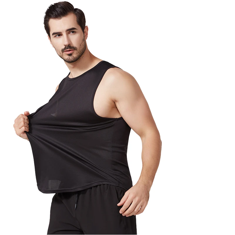Back Quick Dry Casual 100% Polyester Gym Fitness Sport Sleeveless Tank Tops Men's Basketball Running Workout