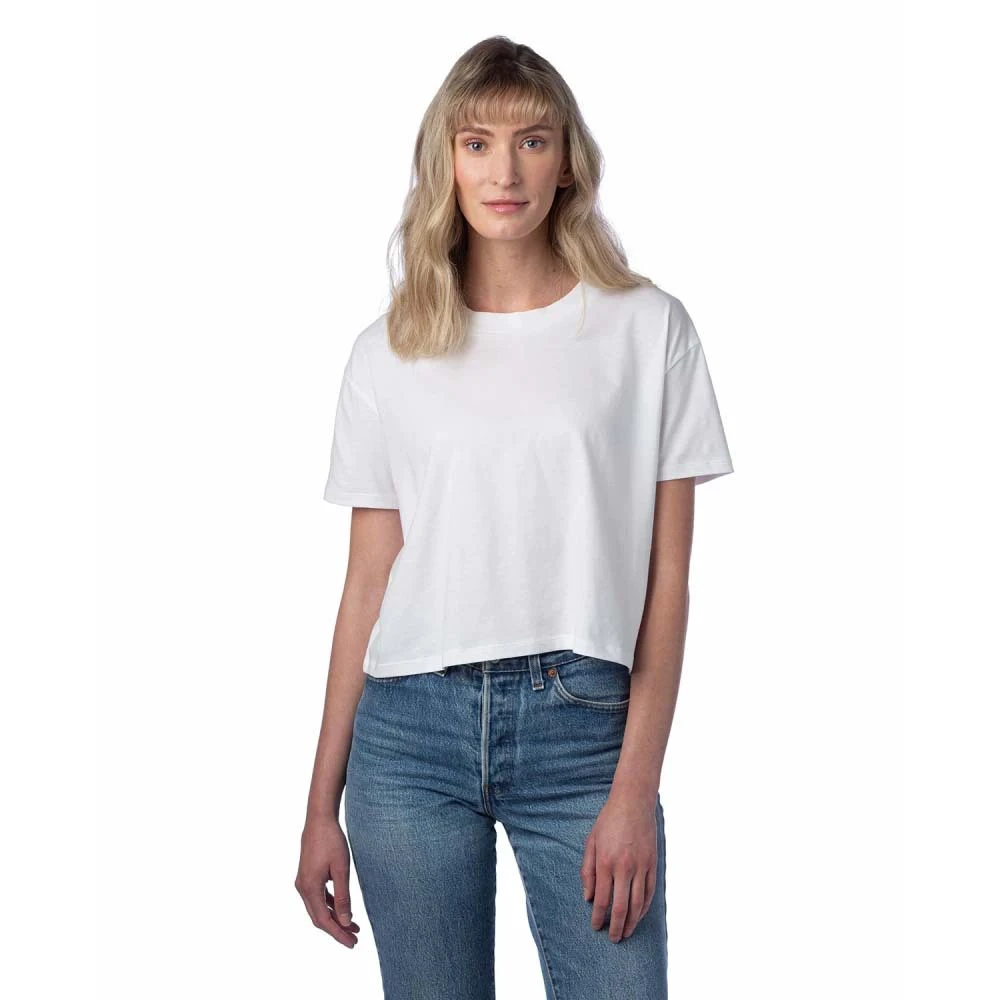 Next Level Womens Plaid Short Sleeve Crop Top Yoga & Running T-Shirts Regular Fit Quick Dry Breathable