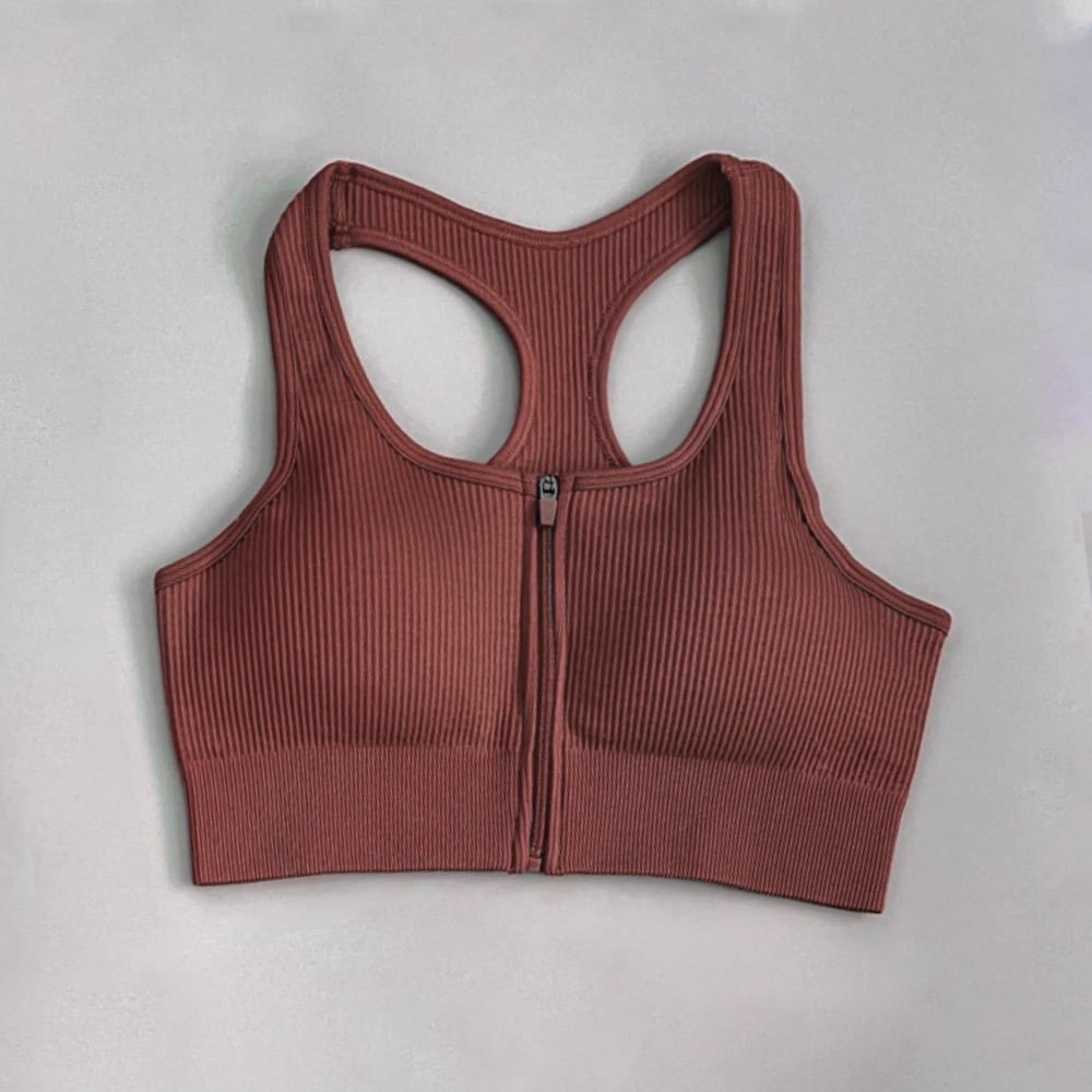 Professional Women's Yoga Vest Breathable Spandex/Nylon Sleeveless Front Zipper for Outdoor Sports Fitness