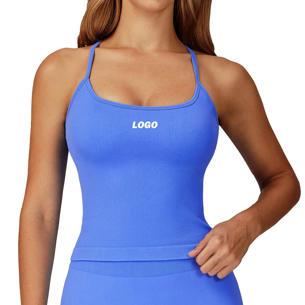 Seamless Yoga Sports Vest Women New Arrival Strappy Cross Back Tank Top Padded Workout Fitness Gym Crop Top Outdoor Activewear