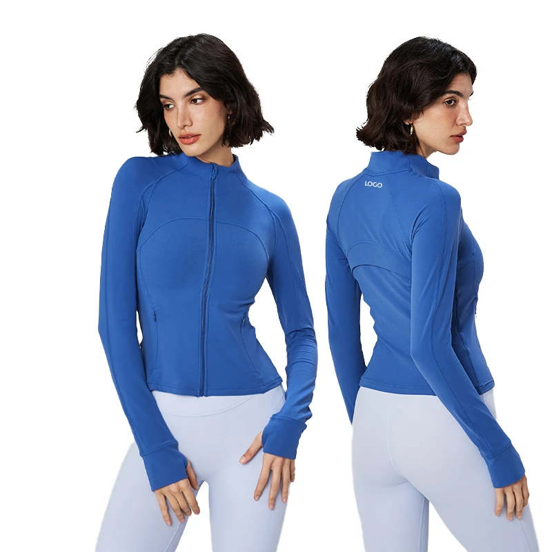 Elastic Waist Plus Size Long Sleeve Yoga Top-Eco-Friendly Spandex/Nylon Four-Way Stretch Breathable Quick Dry 1-Piece Gym