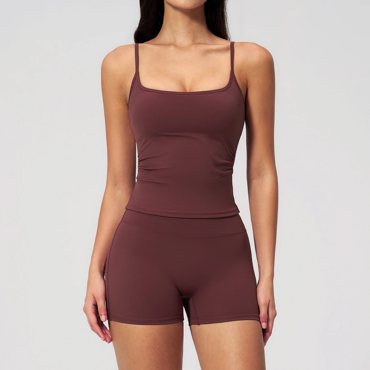 Women 2 Piece Custom High Waist 2-Piece Yoga Set for Women Butt Lift Breathable Short Leggings Workout Activewear Front Logo
