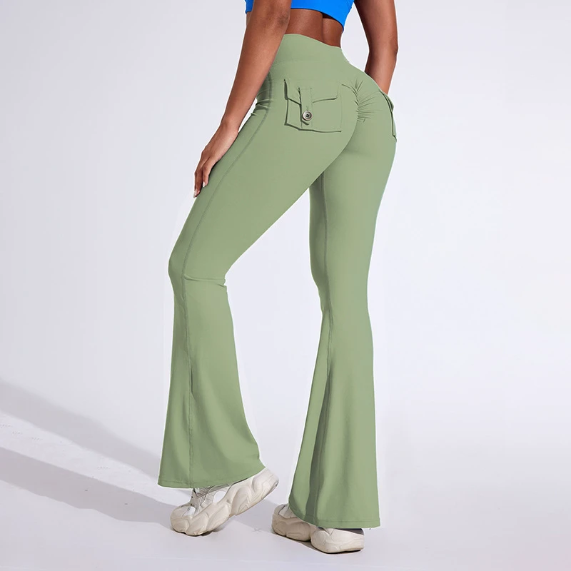 Wholesale Soft Gym High Waist Flared Leggings Scrunch Butt Sports Fitness Yoga Pants For Outdoor Sports Running Training