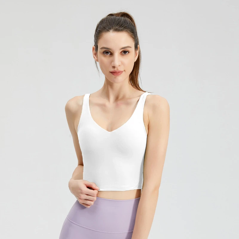 Best Selling Elastic Longline Nylon Sports Bra Padded Yoga Workout Running Tank Top Plus Size Lightweight and Breathable