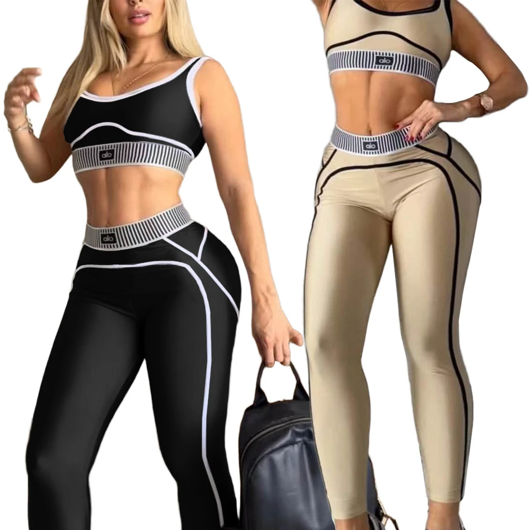 DD0156 European American Women's Cross-border Leisure Sports Fitness Suit for Material Anti-Wrinkle High-strength Yoga Set