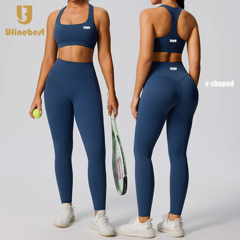 Women's Quick-Dry I-shaped Bra Breathable v Shaped Yoga Leggings High Waist Butt-lifting Tight Sportswear Gym Fitness Suit Sets