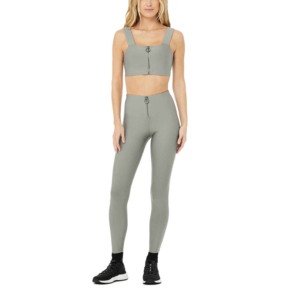 OEM & ODM Solid Women's Yoga Leggings 2-Piece Set Breathable Quick Dry Spandex/Nylon Custom Front Logo High Quality