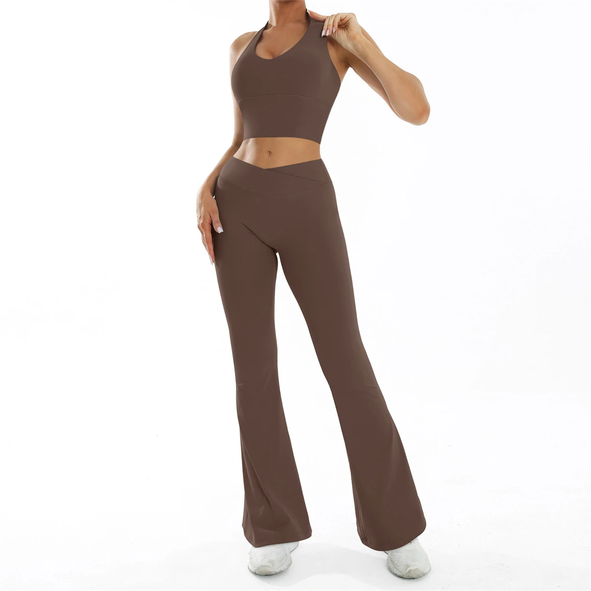 Cross-Border Nude-Feel Tight-Fitting Beautiful-Back Yoga Set High-Elastic High-Waisted Sleeveless Fitness Wear Sports