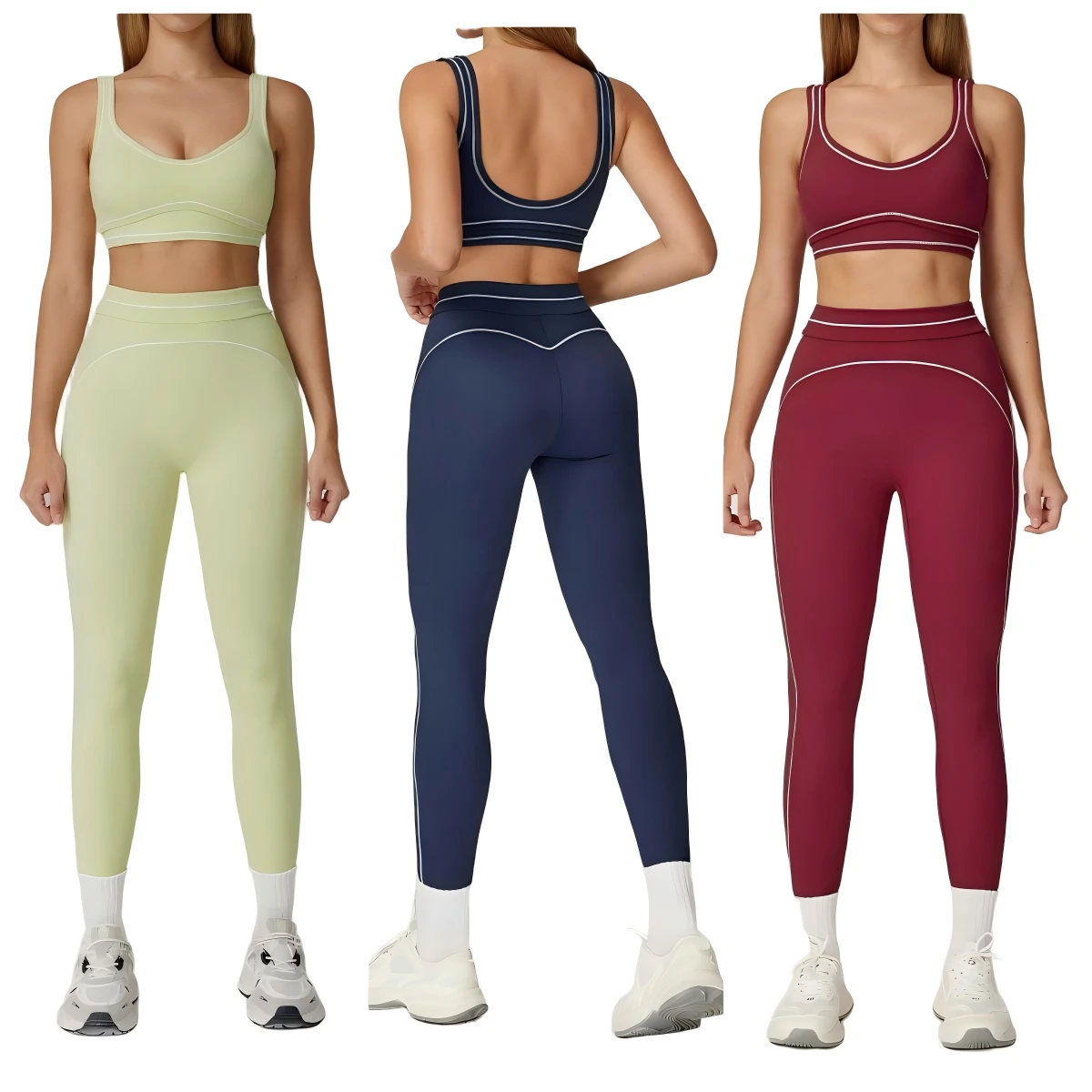New Tight Yoga Set Quick Drying Fitness Bra Short Sleeves Bras and Leggings Running and Sports Set for Women