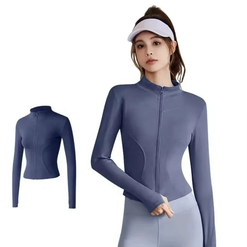 Women's Breathable Quick-drying Yoga Tops Long Sleeve Jacket Training Outer Zipper Tight Running Yoga Clothes Skinny Fit Front