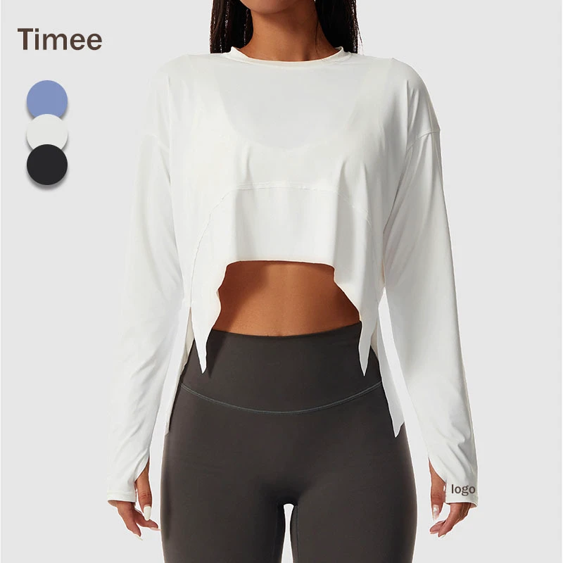Nude Yoga Women's Long Sleeve High Elastic Breathable Quick-drying Sports Cycling Loose Fitness Crop Tops