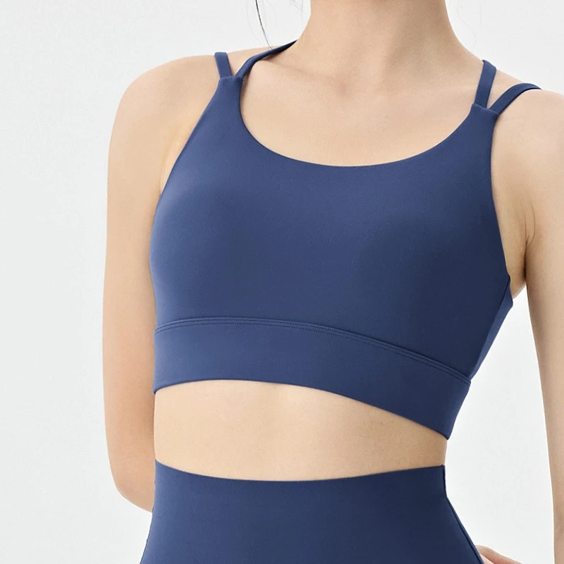 Hot Selling Women's U-NECK Backless Sports Bra High Support Yoga Fitness Solid Color