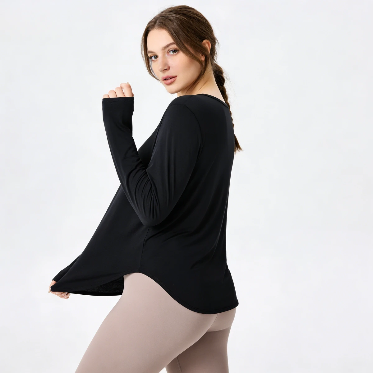 Yoga Wear Plus Size Soft Spandex/Nylon Long-sleeved Back Mesh Tank Top Breathable Quick-dry Regular Fit Women's