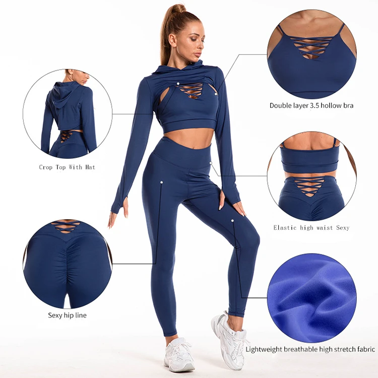 Wholesale Yoga Suit Top Sports Wear Gym Fitness Sets Running Camis Tights Scrunch Butt Wide Leg Pants Sport Leggins Set