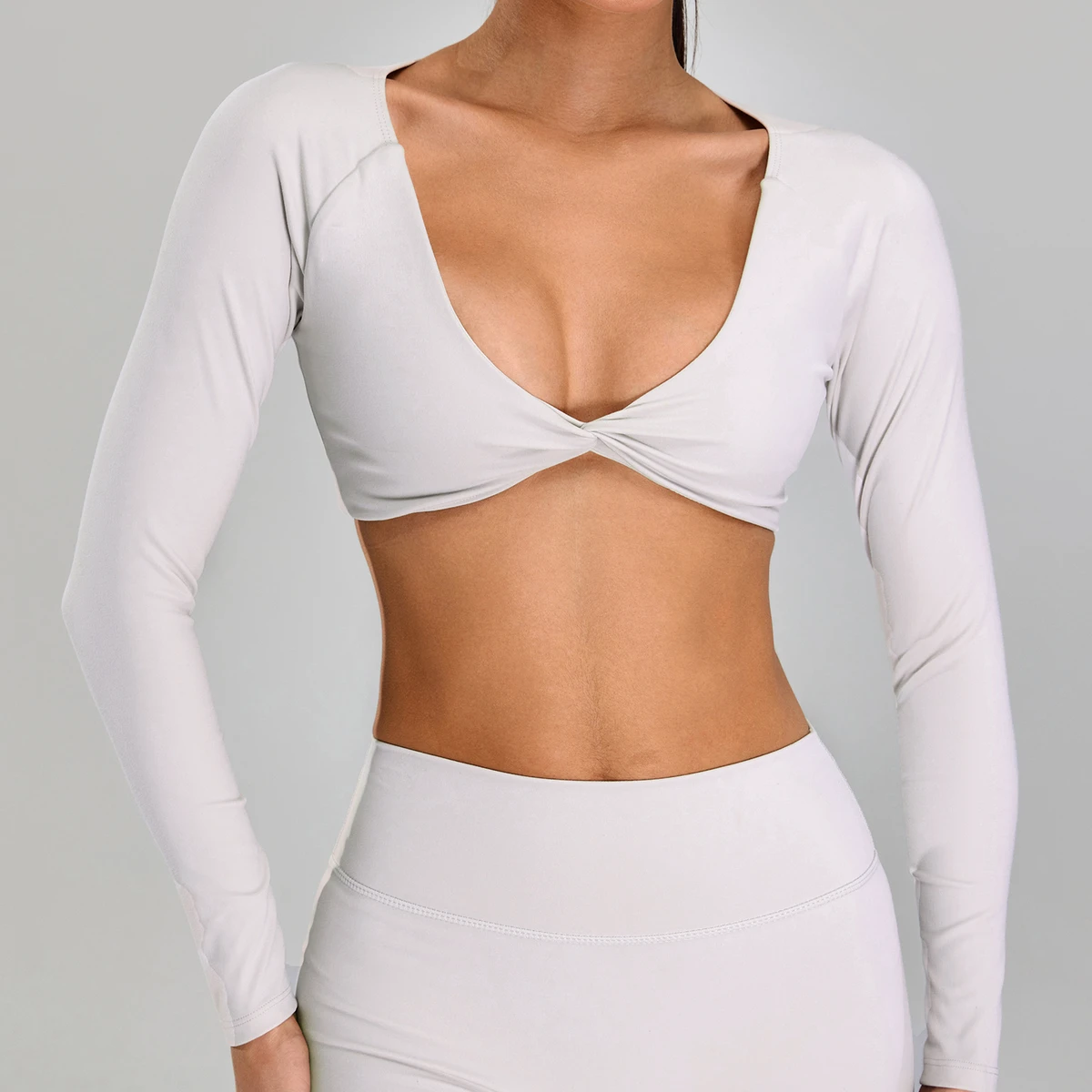 High Quality Breathable Yoga Tops Woman's Front Twist Long Sleeve Workout Tops Yoga Women's Padded Yoga Gym Tops