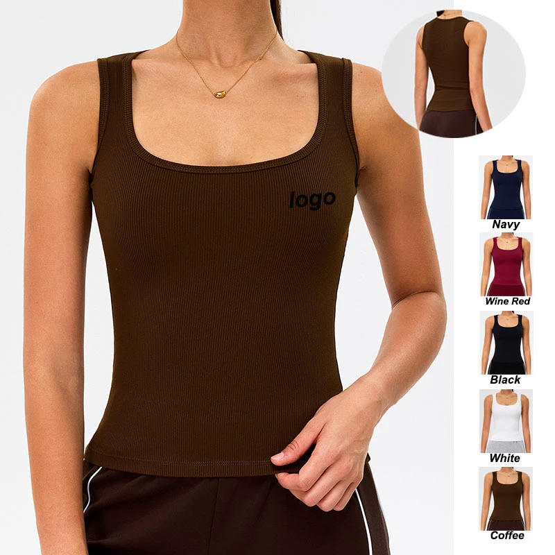 Ribbed Women Vests Good Quality Running Sleeveless Top Breathable Seamless Knitted Tank Top Slim Fitting Yoga Gym Sweatshirts