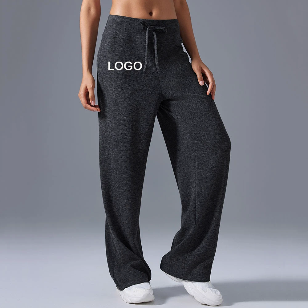 High Waist Casual Loose Wide Leg Sports Pants Women's Drawstring Slim Look Breathable Summer Fashionable All-match Straight