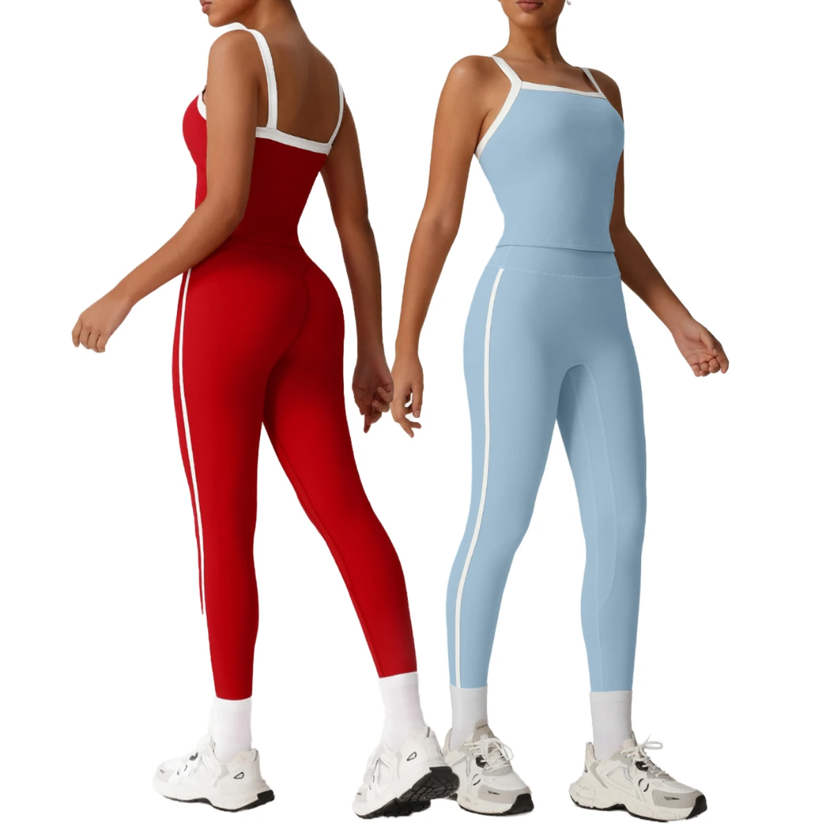 Women's Sports Fitness Set High Support Chest Pads Push Bra Quick-Dry Elastic Butt Lift Leggings Fashionable Yoga Gear for Girls
