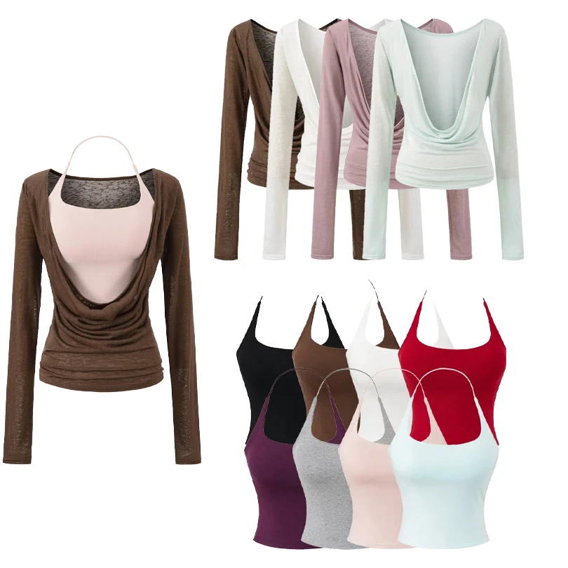 Cross Border Yoga Long Sleeved Hooded Women's Chest Cushion High Elasticity Breathable Quick Drying Front logo Yoga Fitness Suit