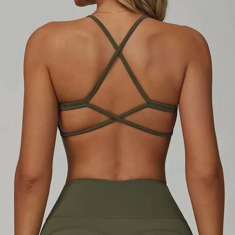Women's High Strength Yoga Sports Bra Quick-dry Fitness Tank Top Cross Straps Custom Logo Gym Run Yoga Plus Size Lightweight