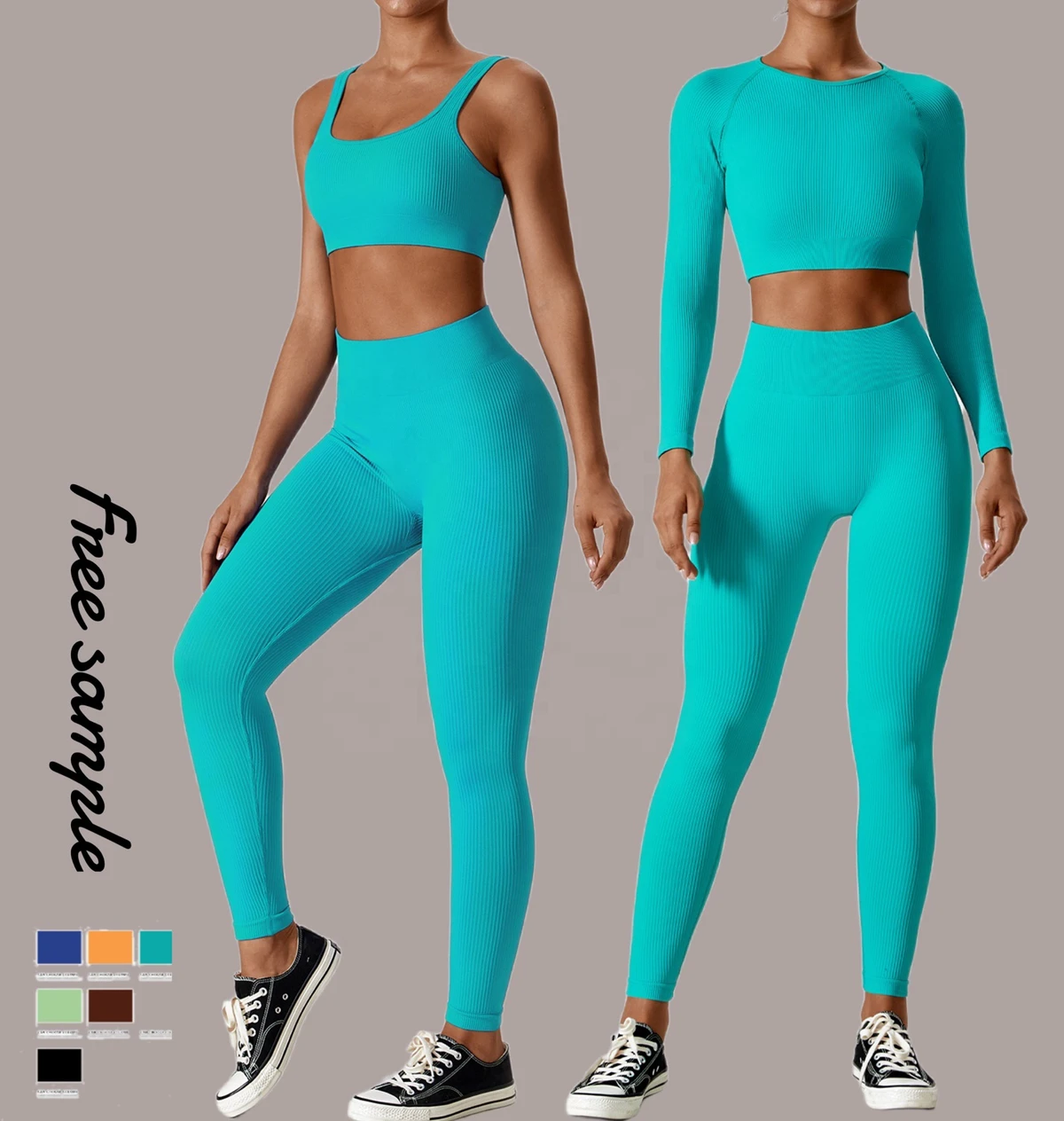 Seamless Yoga Suit 2 Piece Sports Shirts Crop Top Hollow-out Seamless Leggings Sport Set Fitness Tracksuit Workout Yoga Set