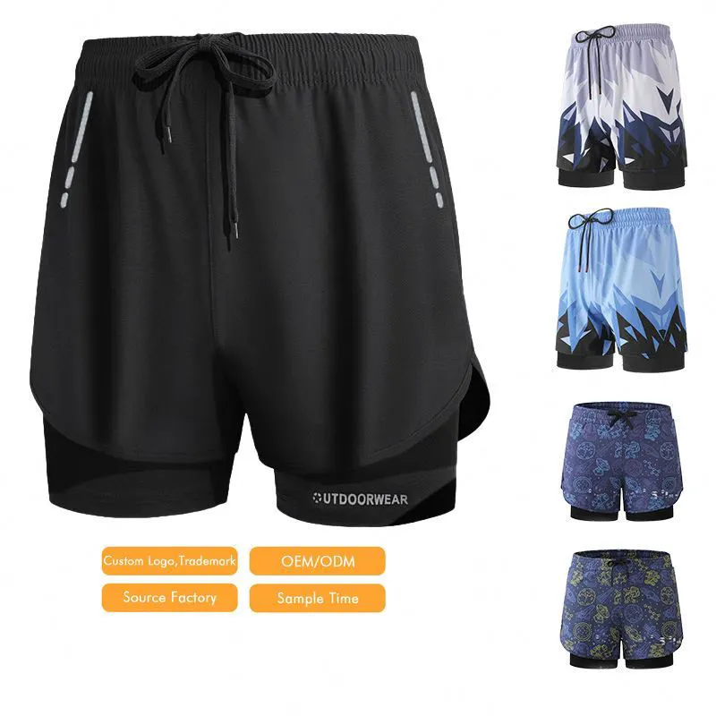 Men's Quick Dry Compression Beach Board Shorts Customized Logo Plus Size Seamless Waterproof Gym Walkout Trunks