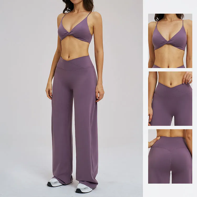 Women black yoga set stylish sleeveless crop top with high waist leggings slim fit two piece activewear outfit