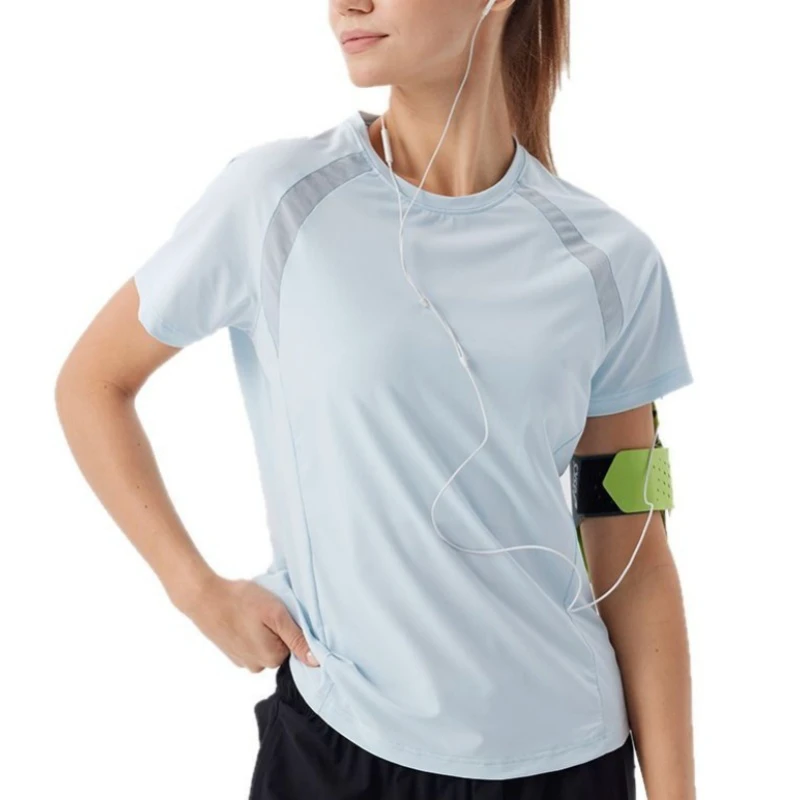 Aoyema Women Sports Wear Quick Dry T-shirts Loose Plus Size Top Summer Sweat-wicking Breathable Workout Running Short-Sleeved