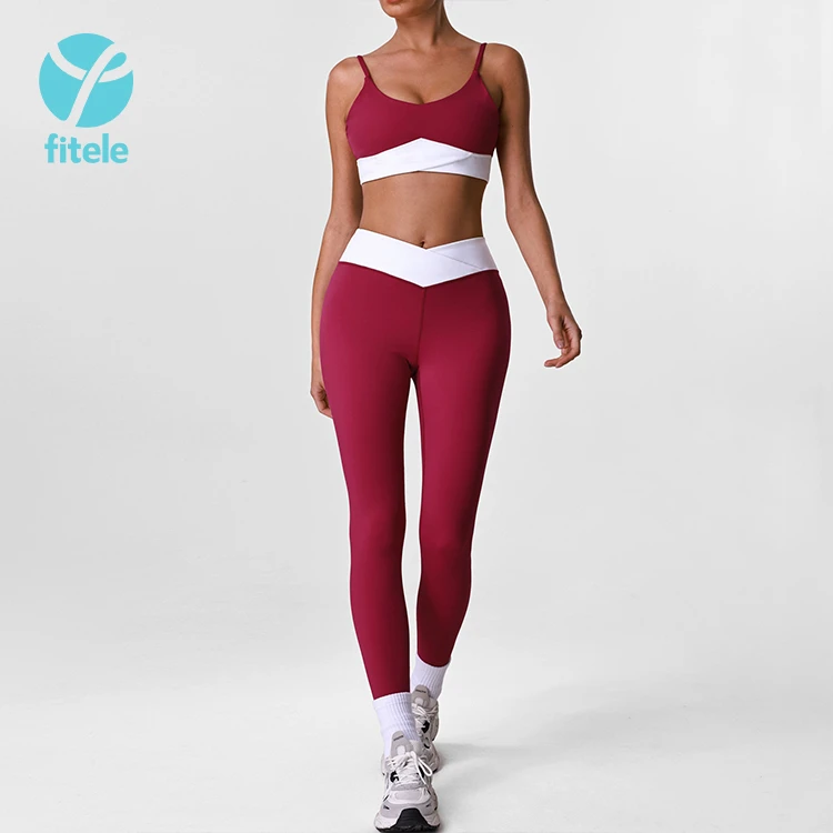 New Women Fashion Casual Tight Solid Seamed Yoga Suit Quick Drying Four-Way Stretch Summer Training Fitness 2 Piece Set