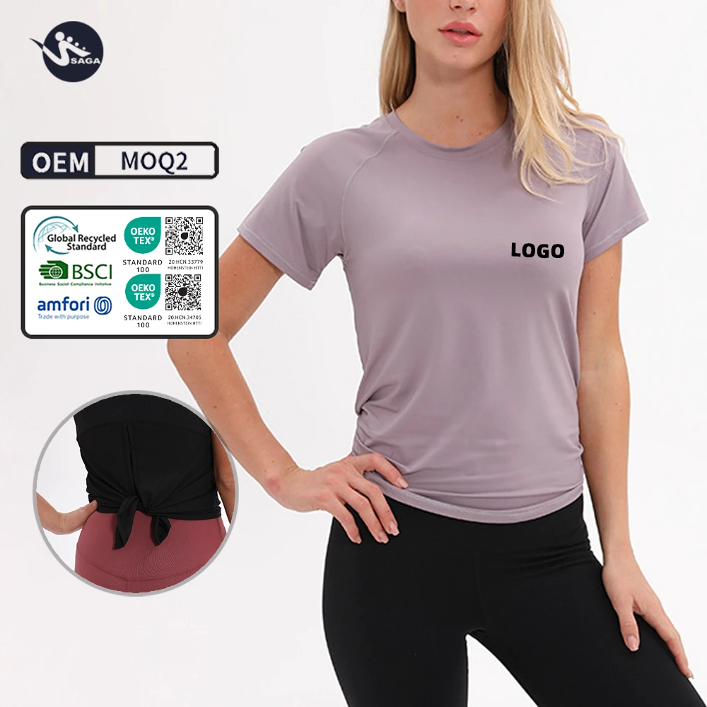 New Breathable Yoga T-Shirt Women Short Sleeve Round Neck Running Fitness Yoga Top Sports Cotton T-Shirt