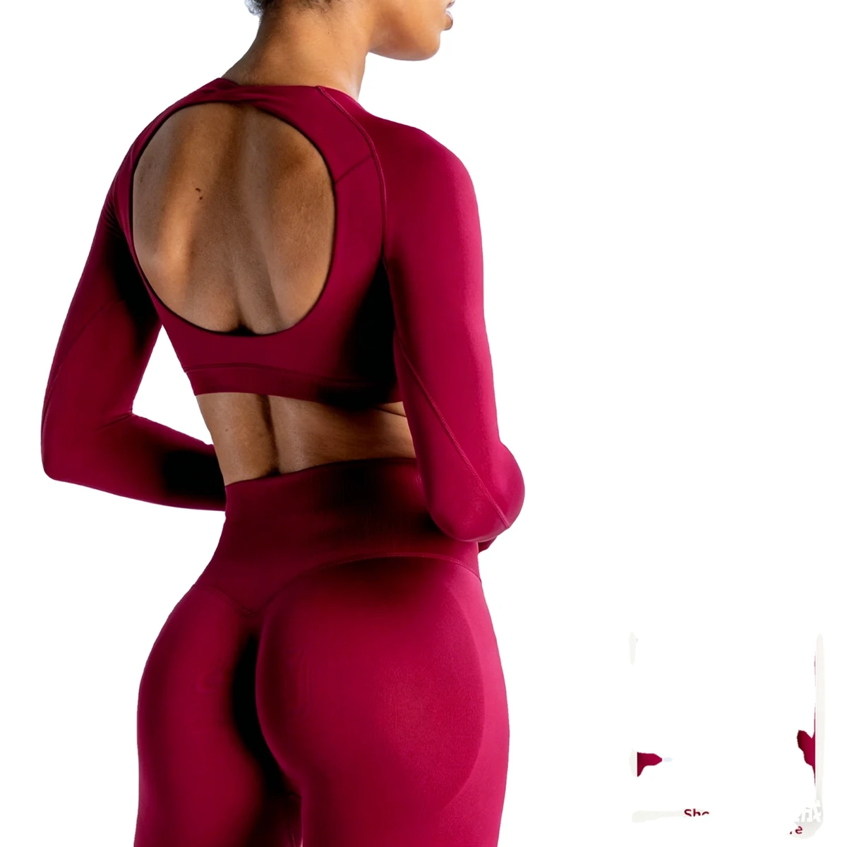 Dynamic Long Sleeve Crop Top for Women Sexy Open Back Yoga Workout Gym Seamless Sports Shirt Spandex/Nylon Anti-Static Skinny