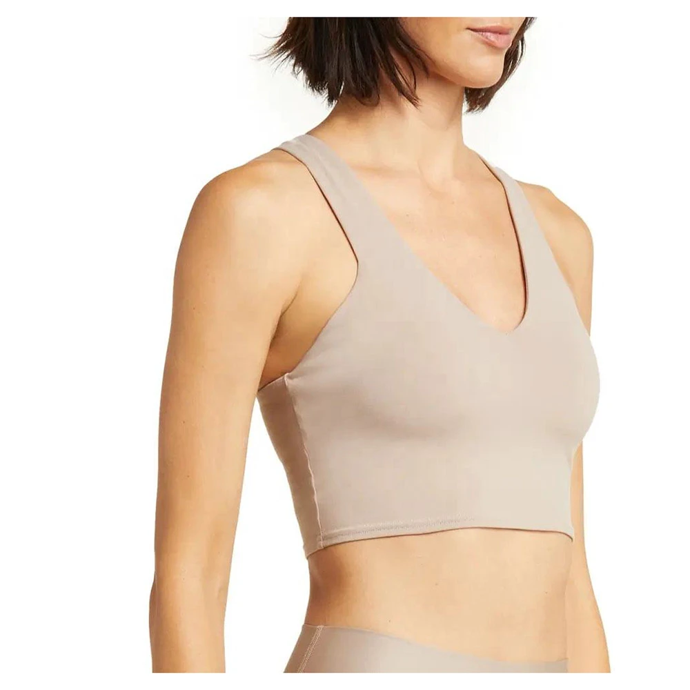 Premium Quality Women's Backless Yoga Sports Bra Front Logo Medium Support Breathable Lightweight Spandex/Nylon Four-Way Stretch