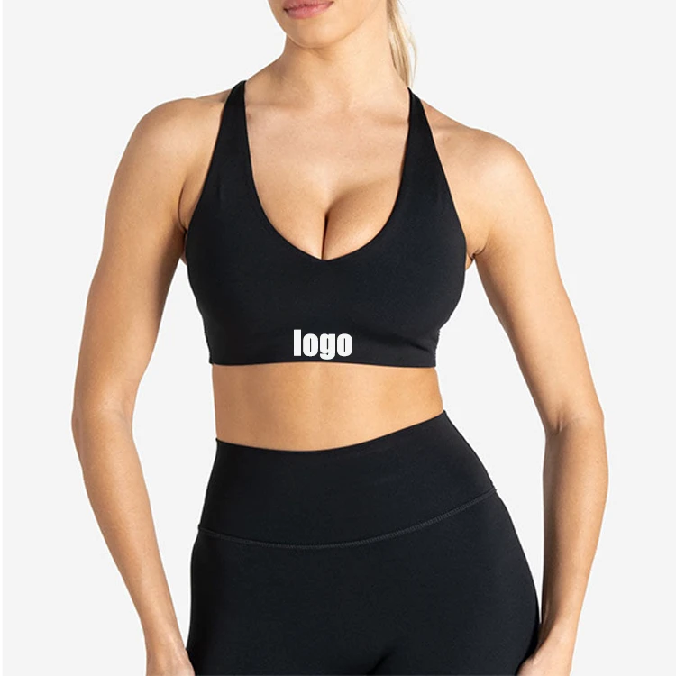 High Quality Custom Women Active Wear Eco-Friendly Plus Size Fitness Crop Top Quick Dry Crossback Medium Support Sports Bra
