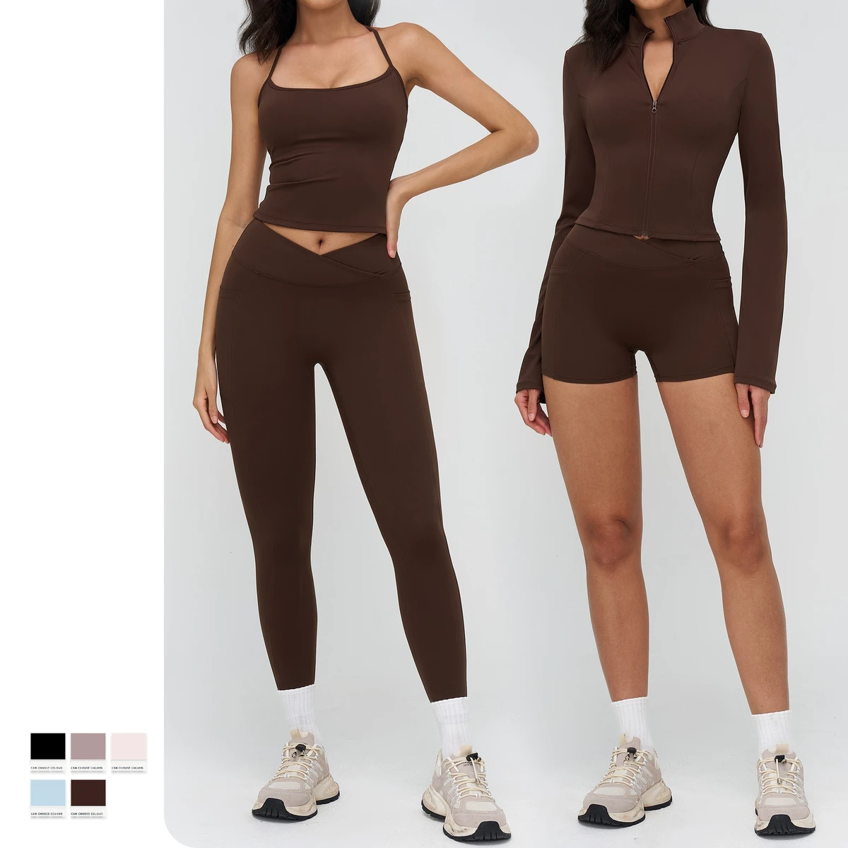 Women's Gym Sports Set Running Yoga Wear Breathable Yoga 6pcs-Set