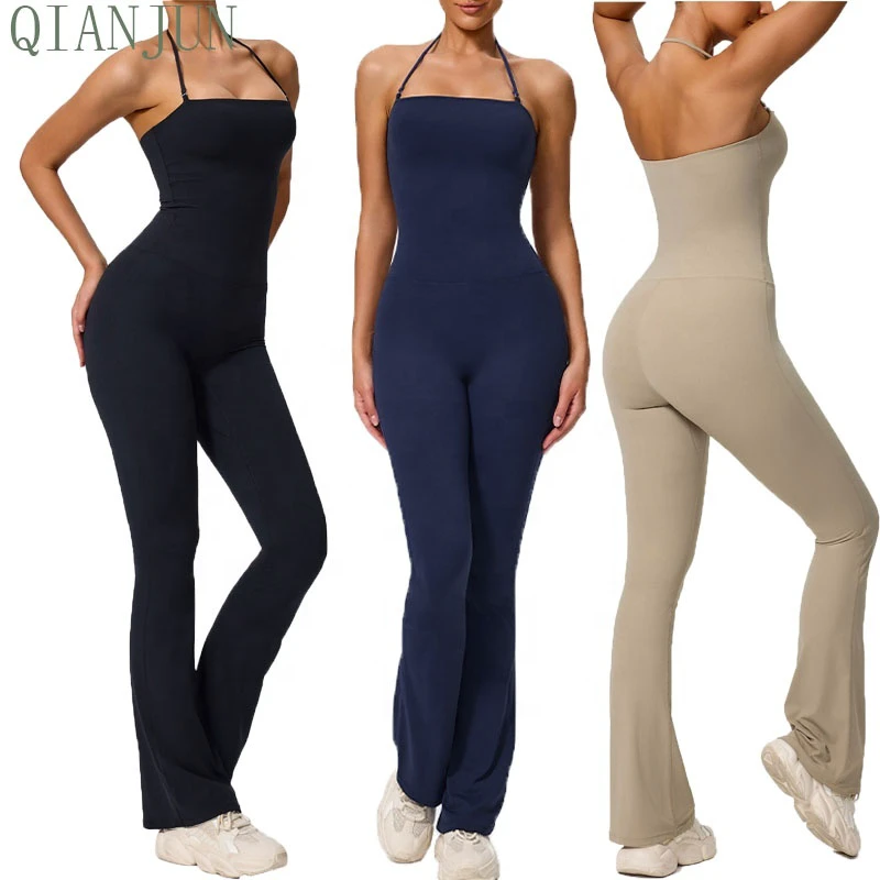 Hot Selling Lady Sexy Sleeveless High Elastic Athletic Jumpsuit Outdoor Running Fitness Moisture-wicking Quick Dry Yoga Clothes