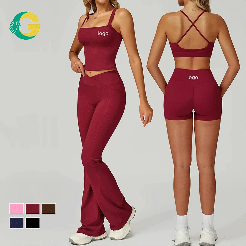 New Design Wholesale 5 Piece High Waist Yoga Set Women Plus Size Solid Seamless Gym Fitness Clothing Sports Bra Leggings