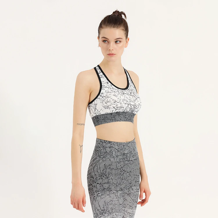 Cross-border Breathable Sports Tight Fitness Suit Printed High Elastic Yoga Two-piece Suit for Women's Outwearing Hip Lifting