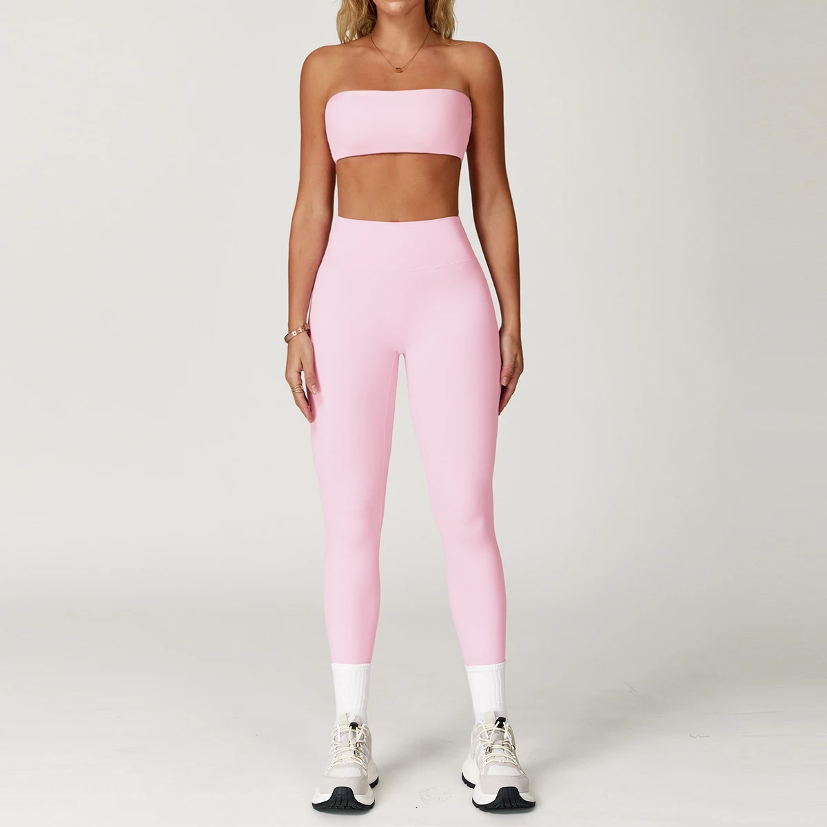 Wholesale 2 Pieces Quick-Dry Yoga Set for Women Strapless Shockproof Yoga Bra and High Waist Yoga Leggings Fitness Gym Sets
