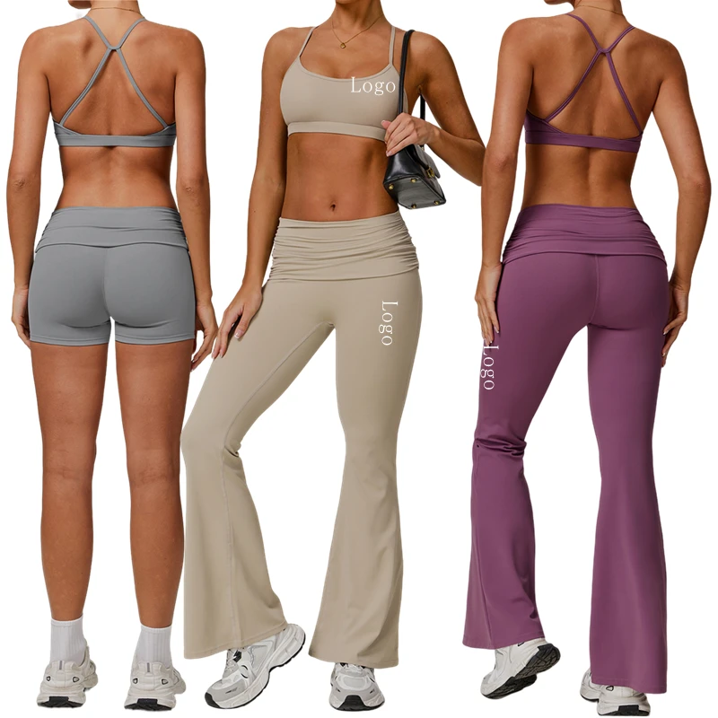 Women's Slim Fit Yoga Custom Logo 4-Piece Set Quick Dry Workout Suits Cloud Touch Comfort for Pilates, Running & Gym Fitness