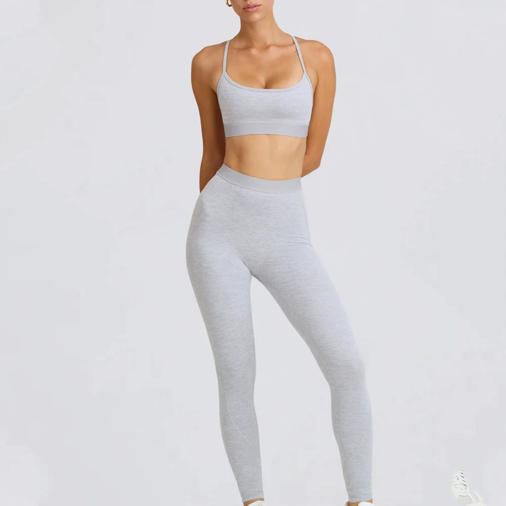 Premium Women Active 2PC Set Contour Leggings With Cross Strap Sports Bra Direct Manufacturer and different design