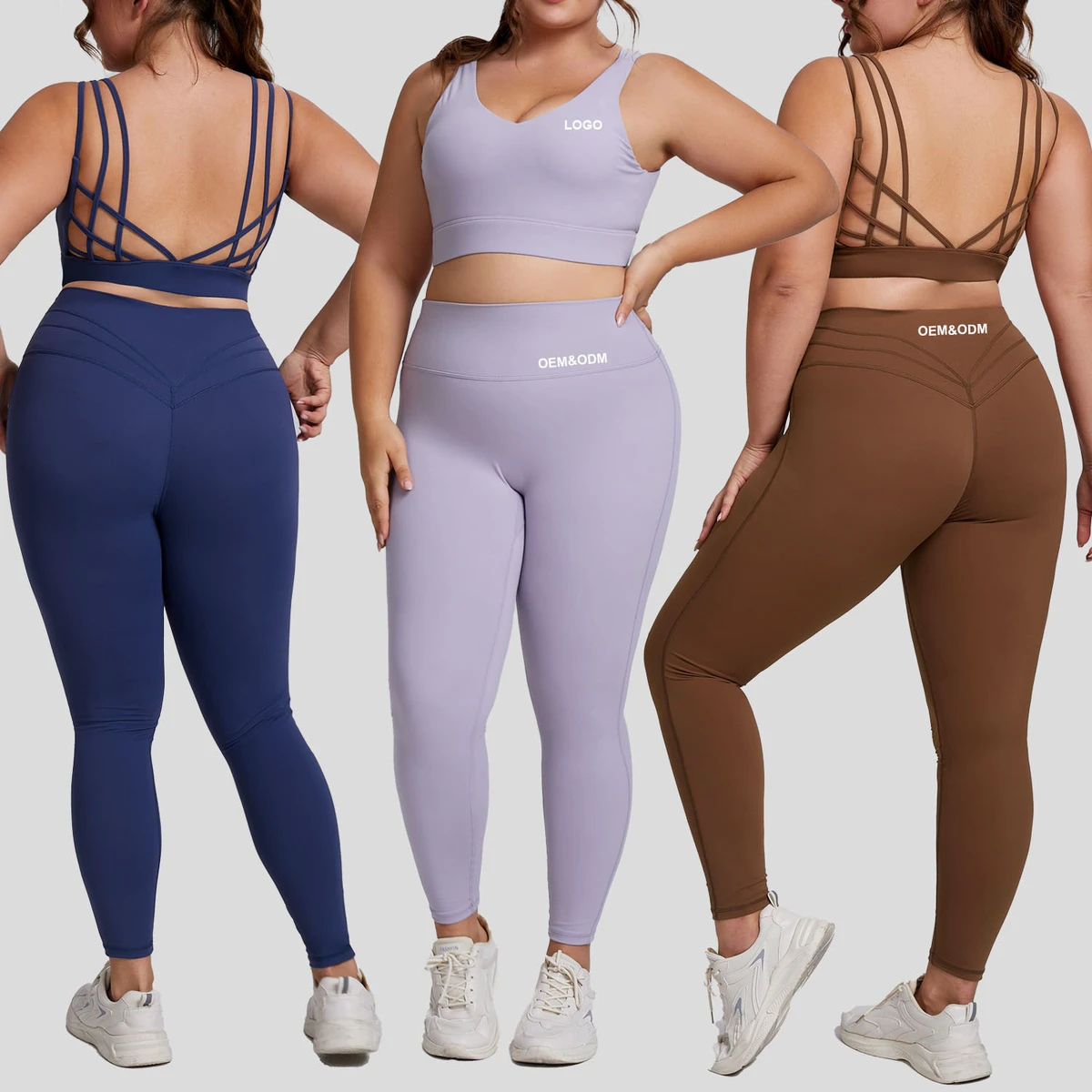 Women Beautiful Back XS-3XL Plus Size Fitness Sport High Waist Support Yoga Clothes Workout Bra Tank Crop Top Leggings Set