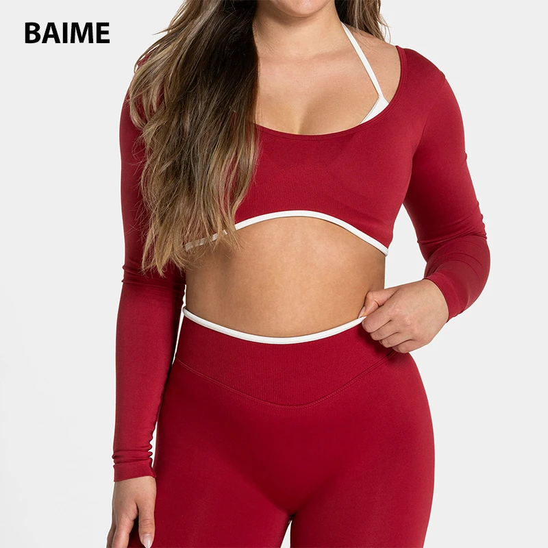 Modern Style Quick Drying Breathable Yoga Wrap Top Backless Yoga Long-Sleeved Shirt for Women