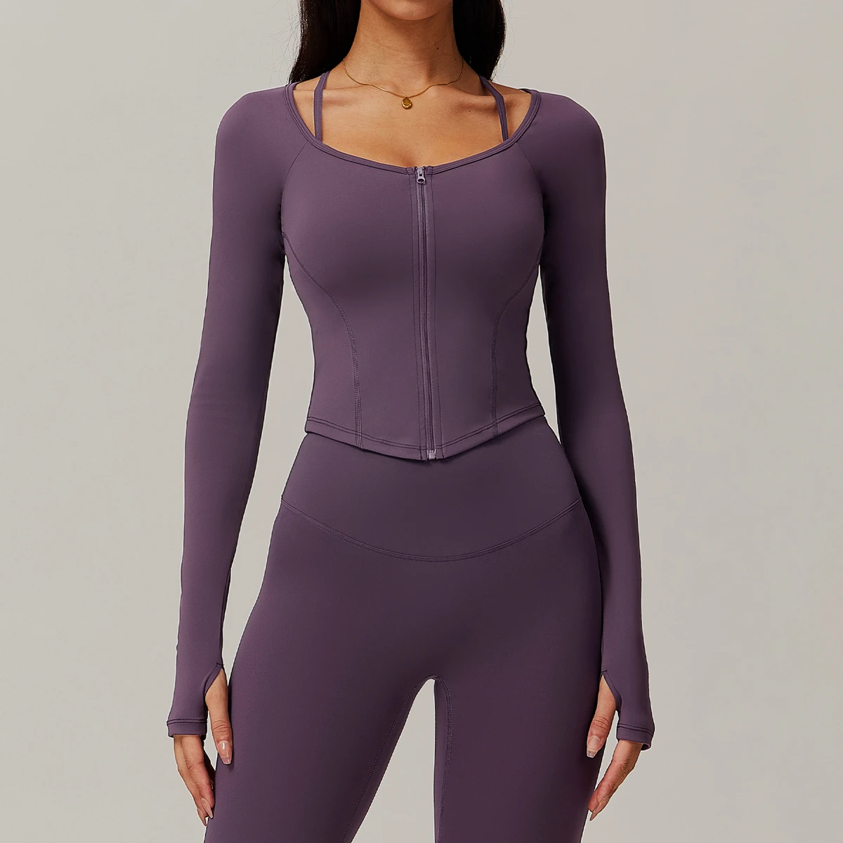 Wholesale Custom Logo Zipper Long Sleeve Workout Top Gym Clothes Women Jacket Wear Sports Running Shirt Fitness Yoga Clothing