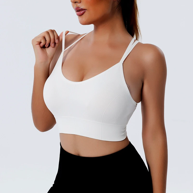 Women's Lightweight Quick-Drying Breathable Naked Yoga Bra Seamless European American Style Fitness Top for Running Sports
