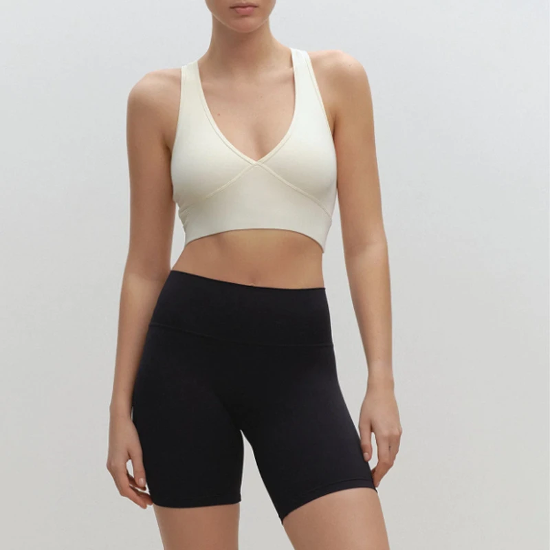 Custom Logo Beautiful Back Gym Yoga Bra Lightweight Deep V Hollow Quick-drying Sports Bra Solid Fitness Running Bra for Woman