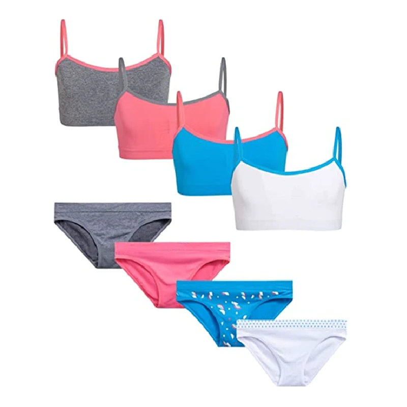 Manufacturer Girls Underwear Set Kids Vest Top Training Bra and Matching Panties