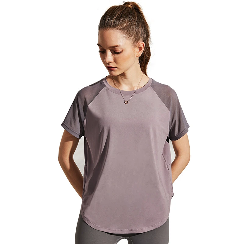 Loose Thin Sports Short Sleeve Sexy Beautiful Back Running Fitness Cross Strap Design Female Yoga Top