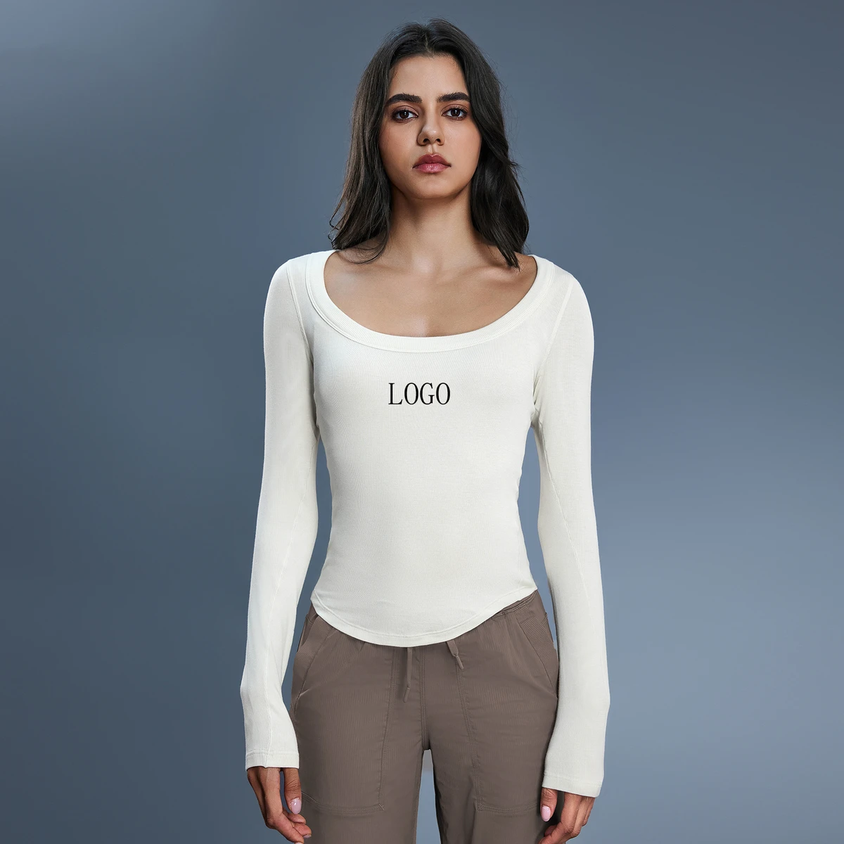 Women's Elastic Tight Spandex/Nylon Long Sleeve Yoga Skin-Friendly Base Fitness Sports Shirt Breathable Quick Dry Front